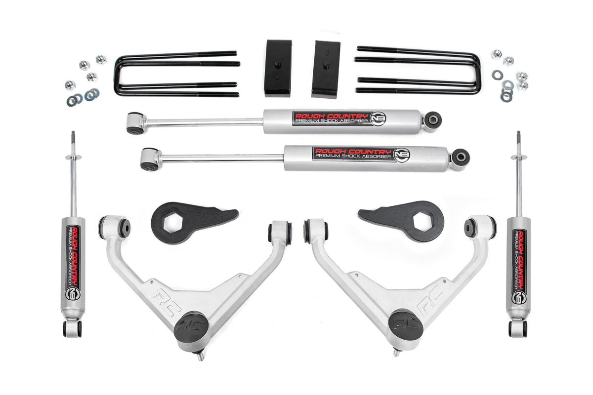 GMC Yukon XL 2500 Suspension Lift Kit - Front + Rear - Rough Country - 3 Inch Lift + N3 Shocks - '01-'10